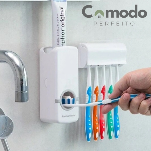 Aplicador de Pasta de Dente Automático com Suporte para Escovas