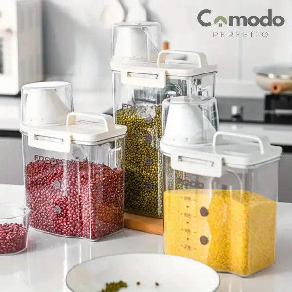Pote Hermético Multiuso com Medidor e Bico Dosador – Cozinha e Lavanderia